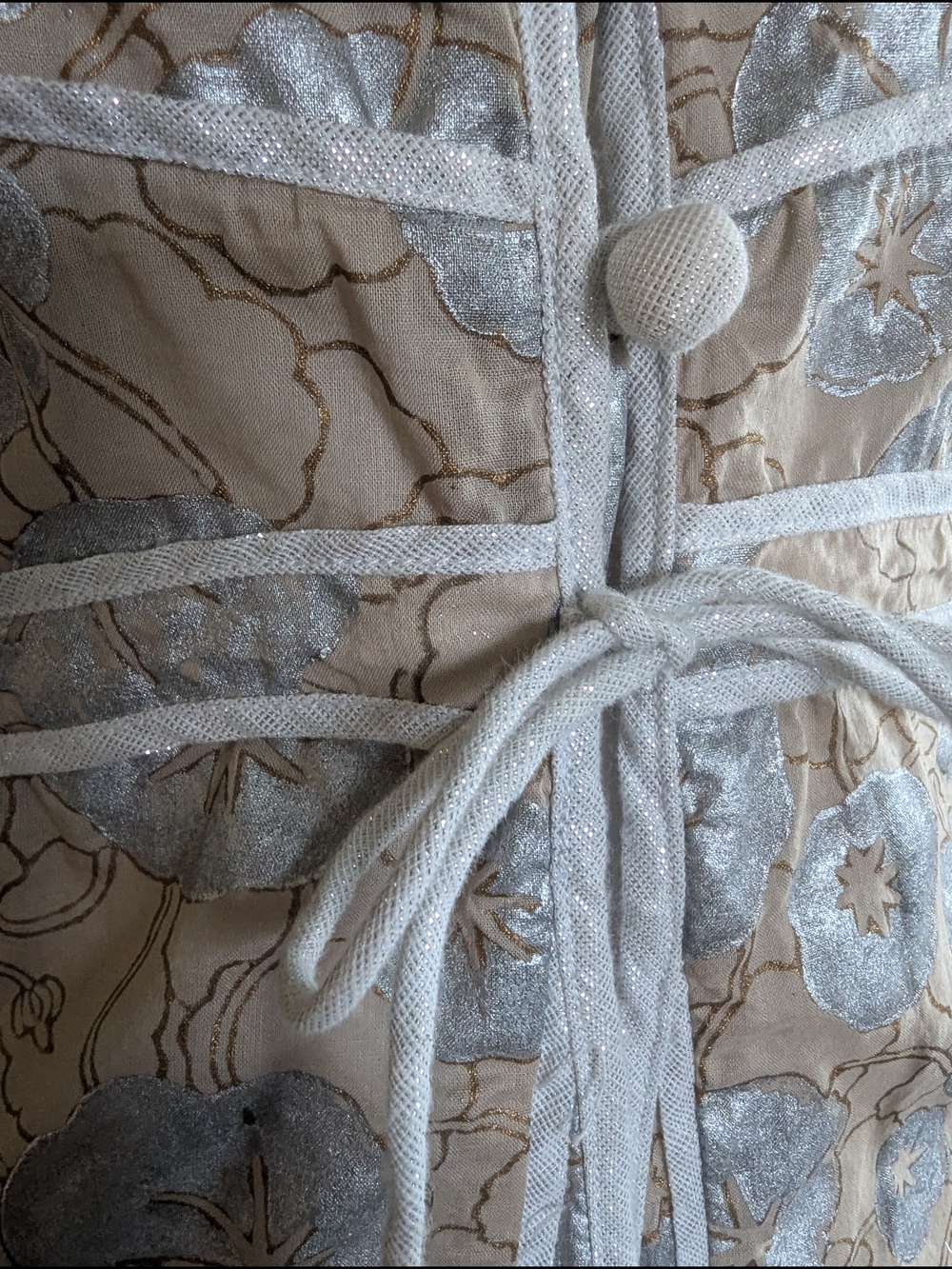 Ratan Floral Lace-Trim Beige & Light Blue Robe Dress - Picture 10 of 12